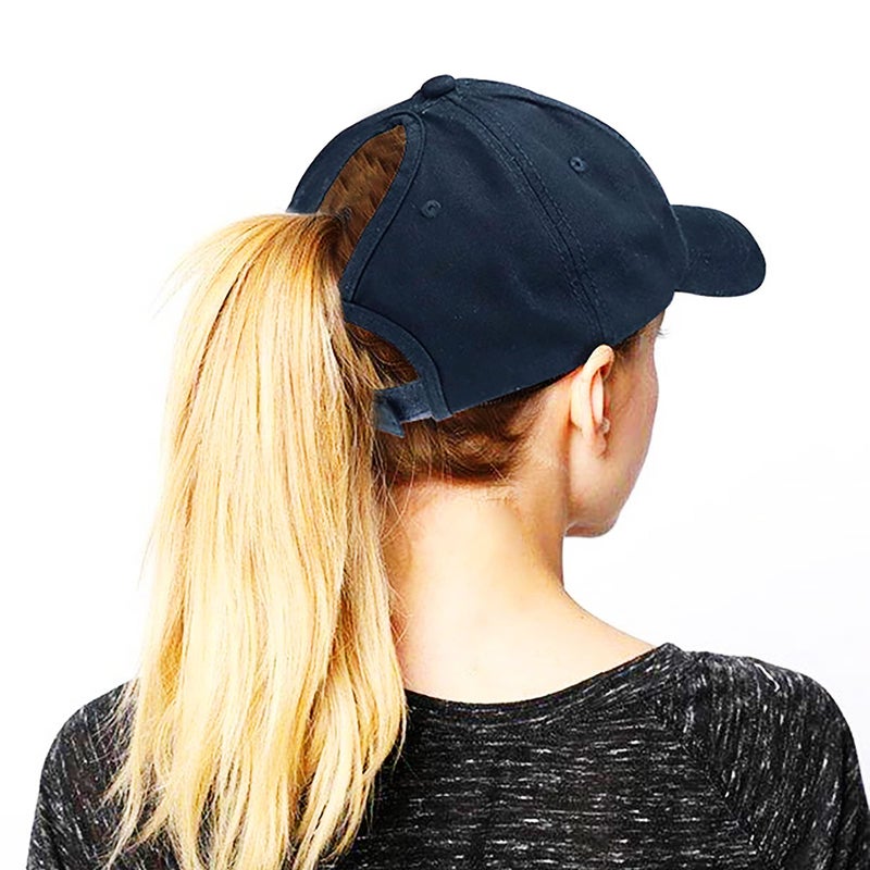 Eohak Ponytail Baseball Hat Distressed Retro Washed Womens Twill - Image 2